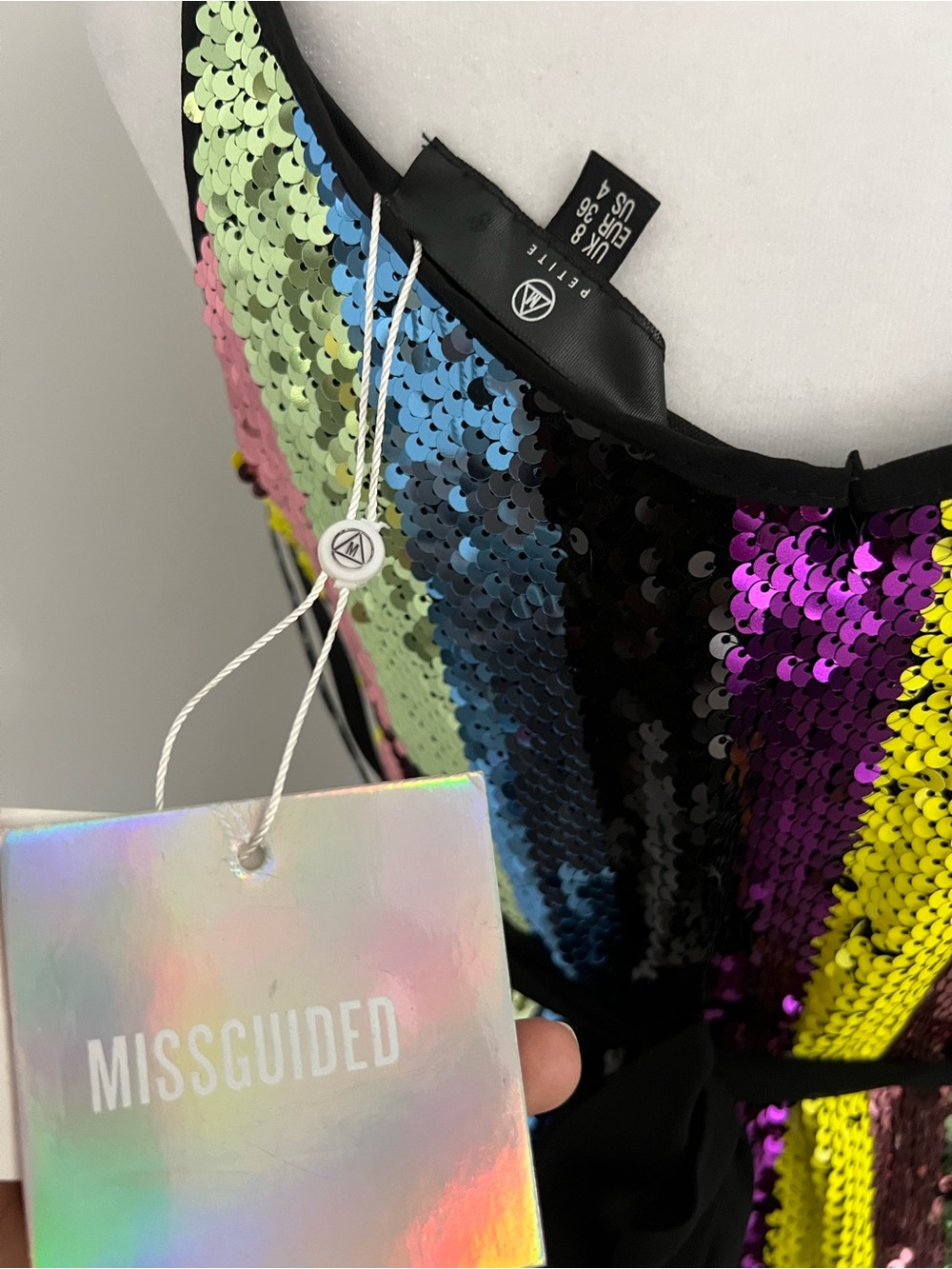 Missguided Multicolor Sequin Striped Slip Dress - Picture 4 of 5